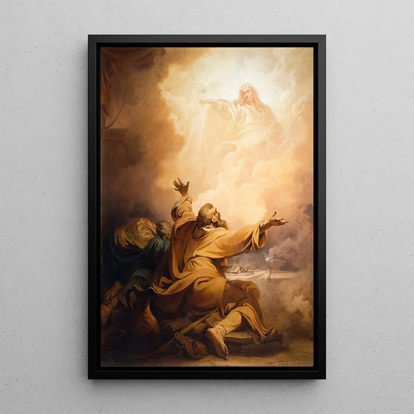 The Christ Appearing to the Disciples at Emmaus - Philip James de Loutherbourg — framed artwork on a wall