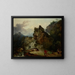 Landscape painting with boar hunting - Philip James de Loutherbourg — framed artwork on a wall