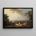 Landscape painting with resting cattle - Philip James de Loutherbourg — framed artwork on a wall