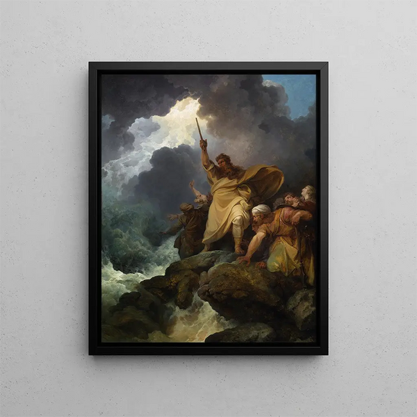 The destruction of the army of the pharaohs - Philip James de Loutherbourg — framed artwork on a wall