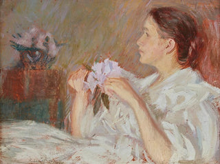 Dame in White Holding Lilacs - Philip Leslie Hale — artwork view