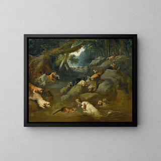 A otter hunt - Philip Reinagle — framed artwork on a wall