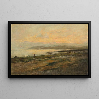 Figures sur une plage au coucher du soleil - Philip Wilson Steer — framed artwork on a wall