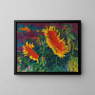 Two Sunflowers - Philipp Bauknecht — framed artwork on a wall
