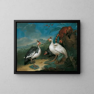 Perlhühner and Nasenbrüche - Philipp Ferdinand de Hamilton — framed artwork on a wall