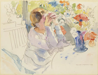 Woman with a bouquet of flowers - Philipp Franck — artwork view