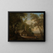 Farm between trees in midday light circa 1743-1745 - Philipp Hieronymus Brinckmann — framed artwork on a wall