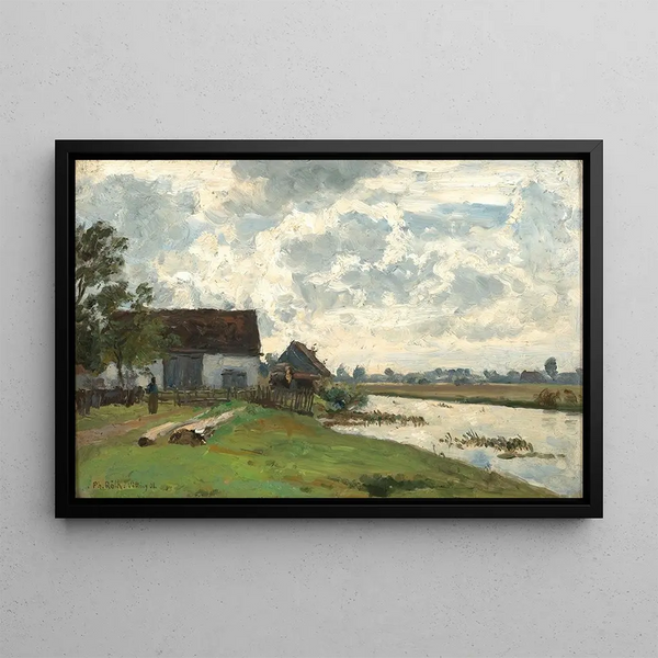 River landscape painting at Vtting - Philipp Röth — framed artwork on a wall