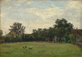Philipp Rth - Dorfwiese mit Bauernhusern unter Bumen.webp