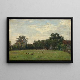 Philipp Rth - Dorfwiese mit Bauernhusern unter Bumen.webp
