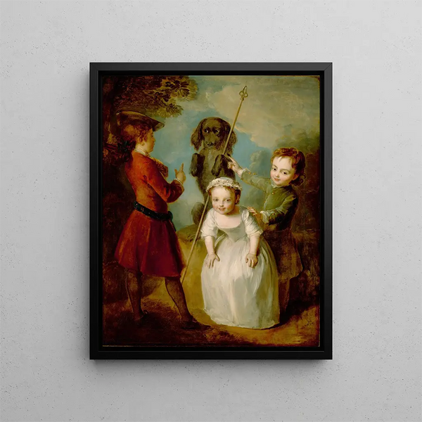 Playing at Soldiers - Philippe Mercier — framed artwork on a wall
