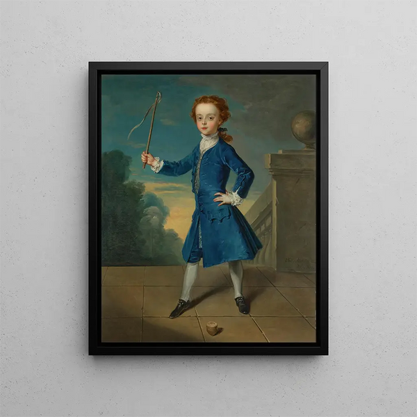 Portrait Painting of a Boy - Philippe Mercier — framed artwork on a wall