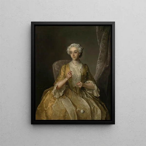 Portrait Painting of a Lady - Philippe Mercier — framed artwork on a wall