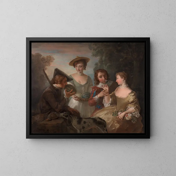 The Sense of Smell - Philippe Mercier — framed artwork on a wall