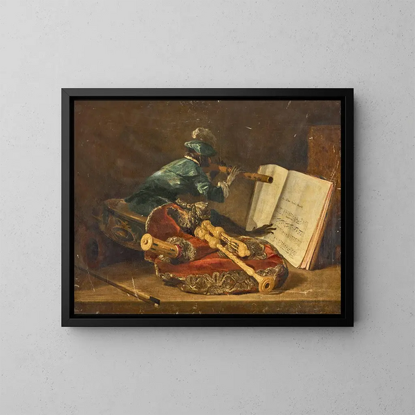 The Musician Monkey - Philippe Rousseau — framed artwork on a wall