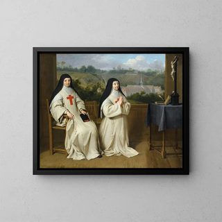 Portrait of Mother Agnes and Sister Angelique from Port-Royal-des-Champs Abbey - Philippe de Champaigne — framed artwork on a wall