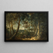 Landscape painting with tall trees near a ravine - Philips Augustijn Immenraet — framed artwork on a wall