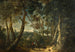 Landscape painting with tall trees near a ravine - Philips Augustijn Immenraet — artwork view