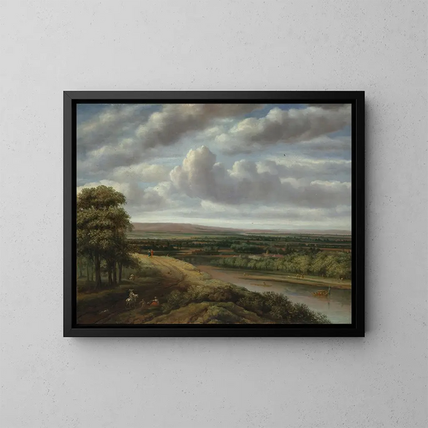 A vast wooded landscape - Philips Koninck — framed artwork on a wall