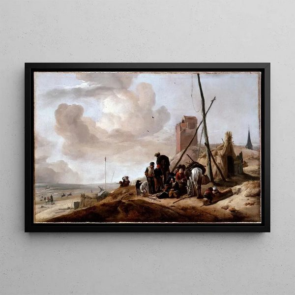 A coastal scene - Philips Wouwerman — framed artwork on a wall