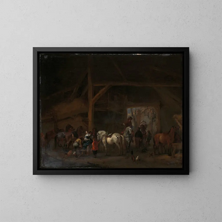A Stable - Philips Wouwerman — framed artwork on a wall