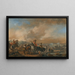 Cavalry in motion of a besieged fortification in the distance - Philips Wouwerman — framed artwork on a wall