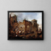 Courtyard with a blacksmith shoeing a horse - Philips Wouwerman — framed artwork on a wall