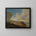 Landscape painting of a dune with a signal mast - Philips Wouwerman — framed artwork on a wall