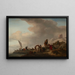 Fishermen unloading their catch on the shore - Philips Wouwerman — framed artwork on a wall