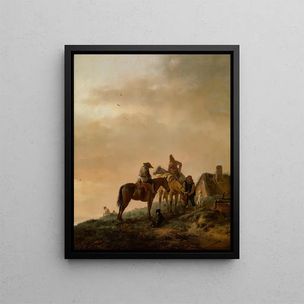 Stop of the Horsemen - Philips Wouwerman — framed artwork on a wall