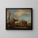 Horses in a Landscape with Figures Loading Bundles onto a Boat - Philips Wouwerman — framed artwork on a wall