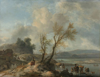 Landscape painting with a sandy path by a river - Philips Wouwerman — artwork view