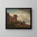 Peasants fighting near a village - Philips Wouwerman — framed artwork on a wall
