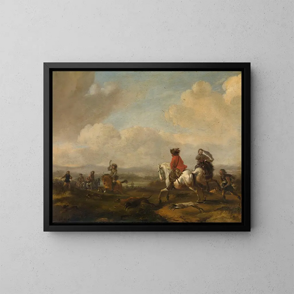 The conduct - Philips Wouwerman — framed artwork on a wall