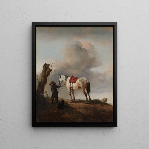 The Gray Horse - Philips Wouwerman — framed artwork on a wall