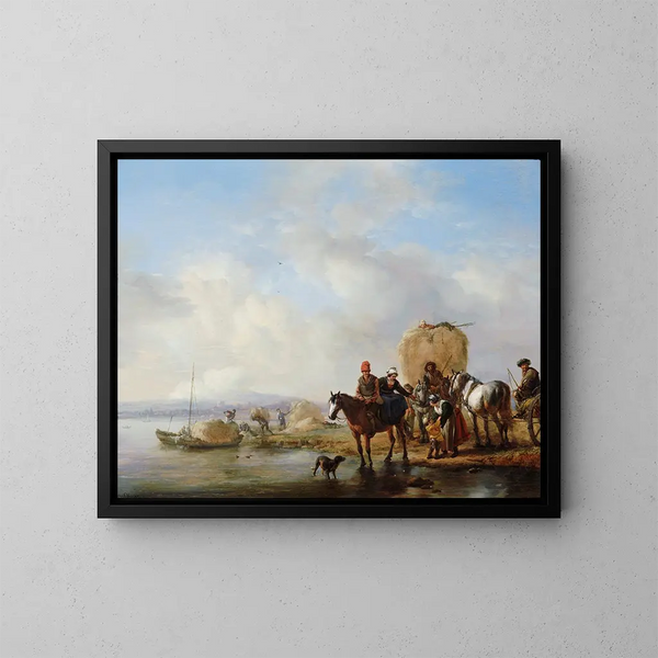 La Charrette de foin - Philips Wouwerman — framed artwork on a wall