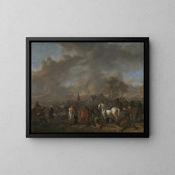 La Victoire des Paysans - Philips Wouwerman — framed artwork on a wall