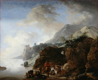 Voyageurs attendant un ferry - Philips Wouwerman — artwork view