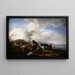 Two horsemen near a fountain - Philips Wouwerman — framed artwork on a wall
