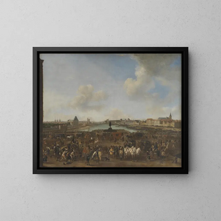 View of Paris from Place Dauphine - Philips Wouwerman — framed artwork on a wall