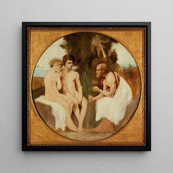 Philtas instructing Daphnis and Chloe - Jules Élie Delaunay — wall display of the artwork
