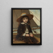 Child in straw hat and velvet suit fishing - Phoebe A. Jenks — framed artwork on a wall