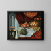 Grenades sur un plat, pêches dans un panier, figues, prunes et raisins sur une table - Pier Francesco Cittadini — framed artwork on a wall