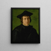 Portrait of a man with a black hat - Pier Francesco Foschi — framed artwork on a wall