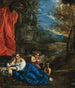 Flore et l'enfant Bacchus dans un paysage boisé - Pier Francesco Mola — artwork view