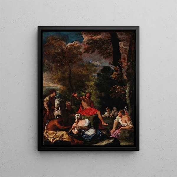Saint Jean-Baptiste prêchant - Pier Francesco Mola — framed artwork on a wall