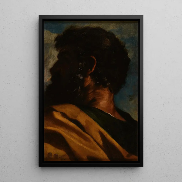 Head of a Man - Pier Francesco Mola — framed artwork on a wall