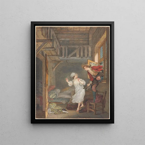 La visite des amoureux - Pierre-Antoine Baudouin — framed artwork on a wall