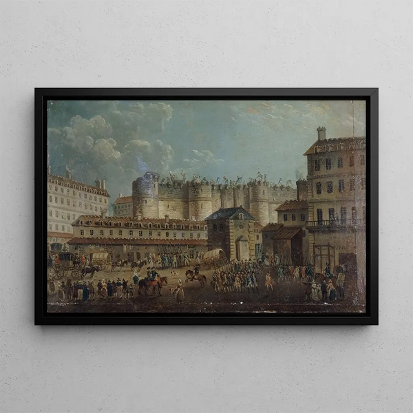 Demolition of the Bastille on July 17, 1789 - Pierre-Antoine Demachy — framed artwork on a wall