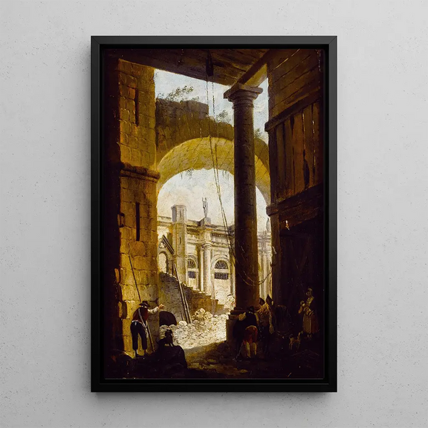 Démolition d'un édifice composite - Pierre-Antoine Demachy — framed artwork on a wall
